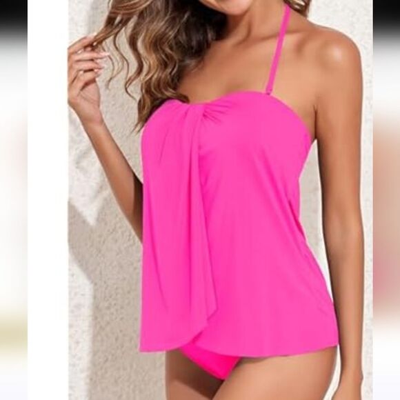 Tempt Me Two Piece Hot Pink Women's High Waist Bottom sz M - Picture 6 of 13